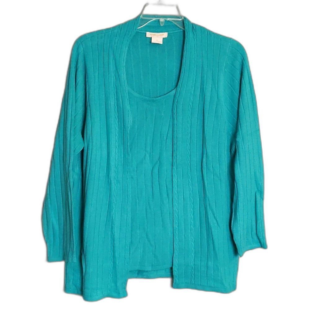 Sweet Romeo Teal Layered Cardigan Top Women's 18